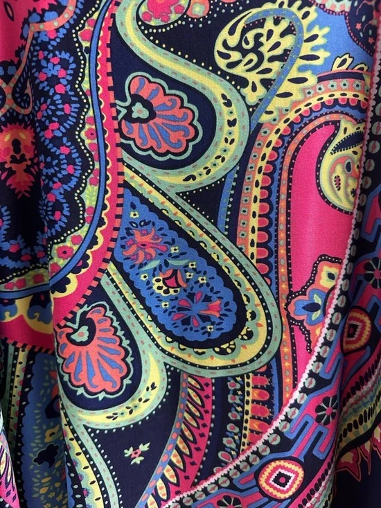 cezanne Navy Paisley Midi Dress with Bright Pink and Lime Accents xl - Picture 3 of 3